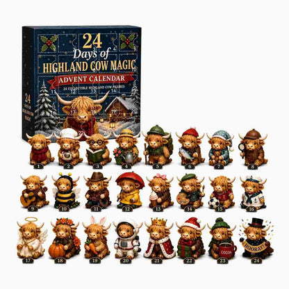 🎄Countdown to Christmas ✨ Cute Highland Cow Collectible Figurines🐮