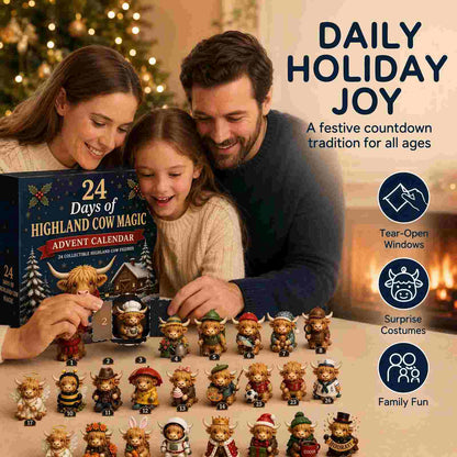 🎄Countdown to Christmas ✨ Cute Highland Cow Collectible Figurines🐮