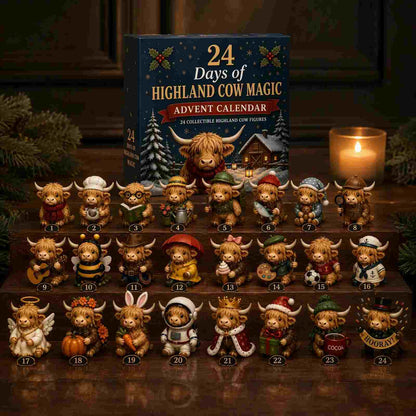 🎄Countdown to Christmas ✨ Cute Highland Cow Collectible Figurines🐮
