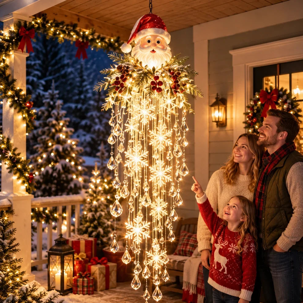 Crystal Cascade Christmas Light– Hanging Snowflake & Crystal LED Porch Décor ✨❄️