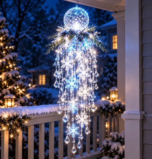 Crystal Cascade Christmas Light– Hanging Snowflake & Crystal LED Porch Décor ✨❄️