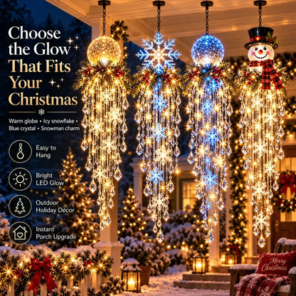 Crystal Cascade Christmas Light– Hanging Snowflake & Crystal LED Porch Décor ✨❄️