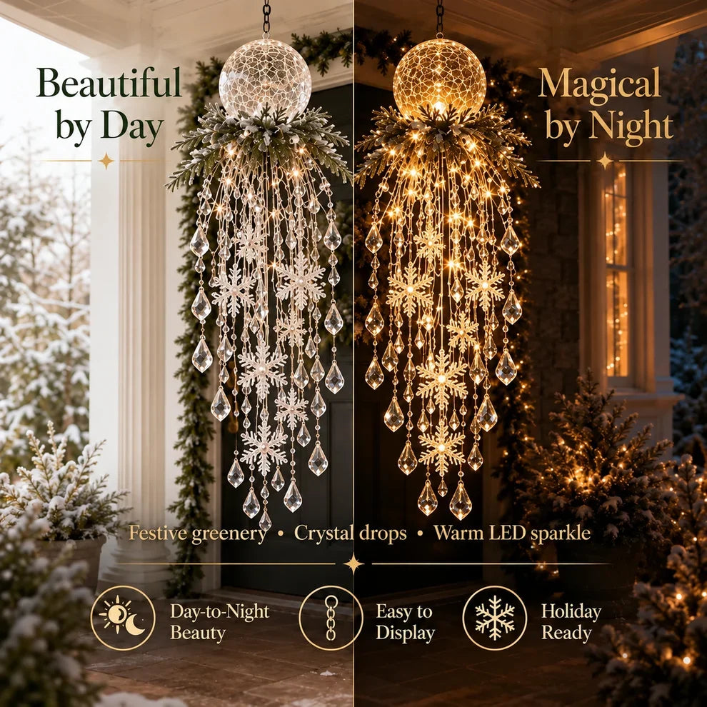 Crystal Cascade Christmas Light– Hanging Snowflake & Crystal LED Porch Décor ✨❄️