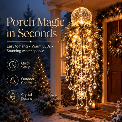 Crystal Cascade Christmas Light– Hanging Snowflake & Crystal LED Porch Décor ✨❄️