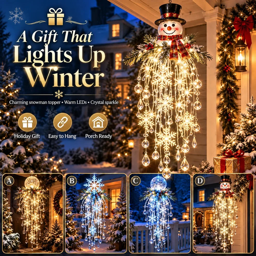 Crystal Cascade Christmas Light– Hanging Snowflake & Crystal LED Porch Décor ✨❄️